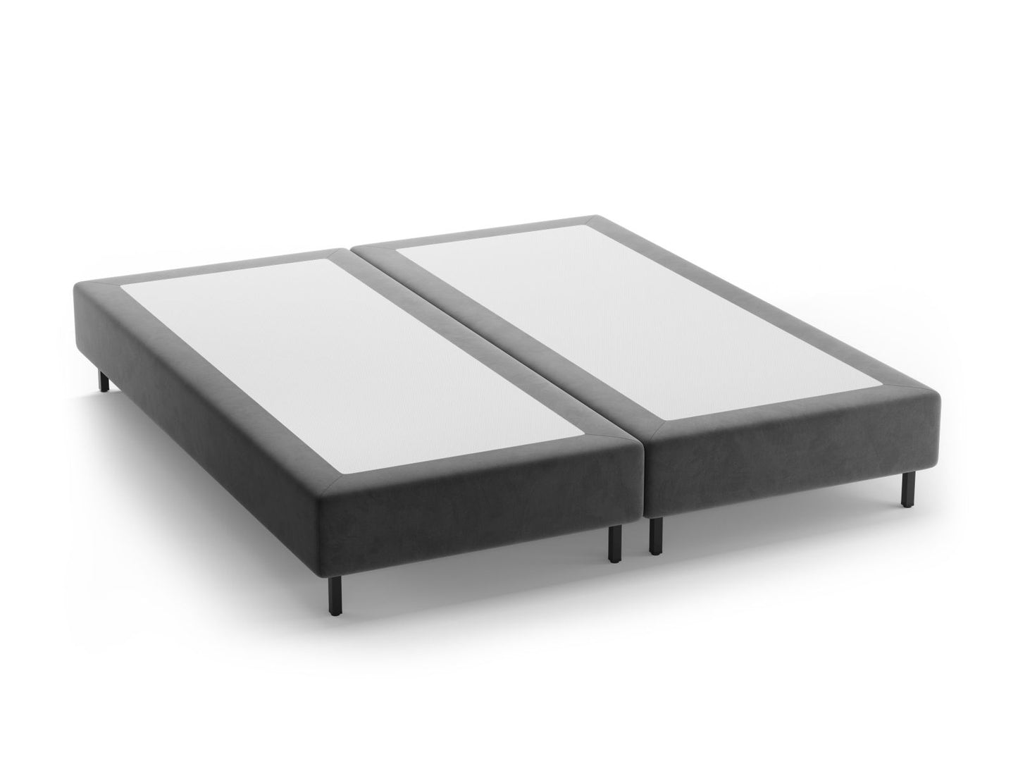 Bettgestell Samt Beige Whale — Grey / Black Metal