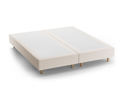 Bettgestell Strukturstoff Beige Whale — White / Natural Beech Wood