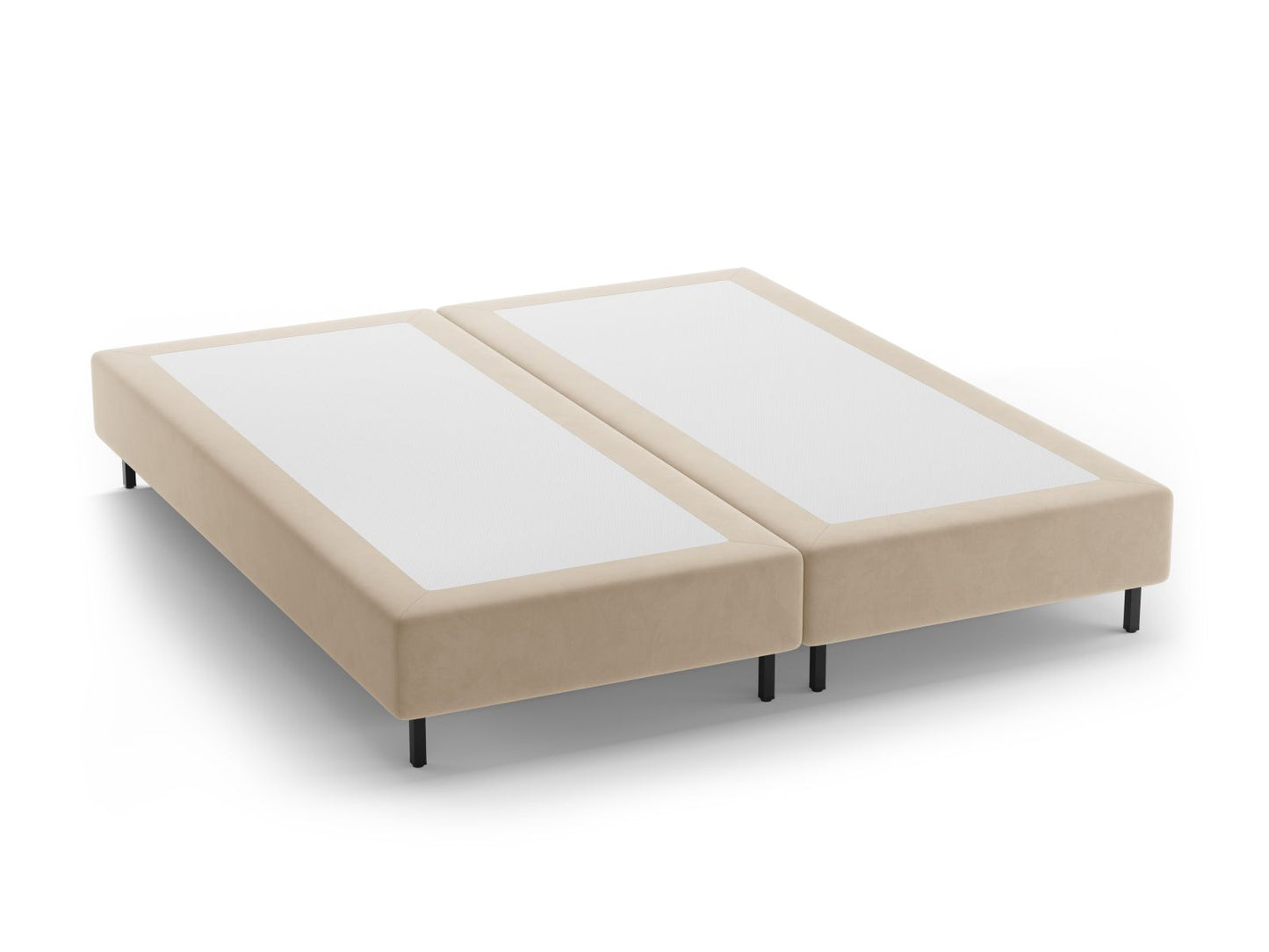 Bettgestell Samt Beige Whale — Nude / Black Metal
