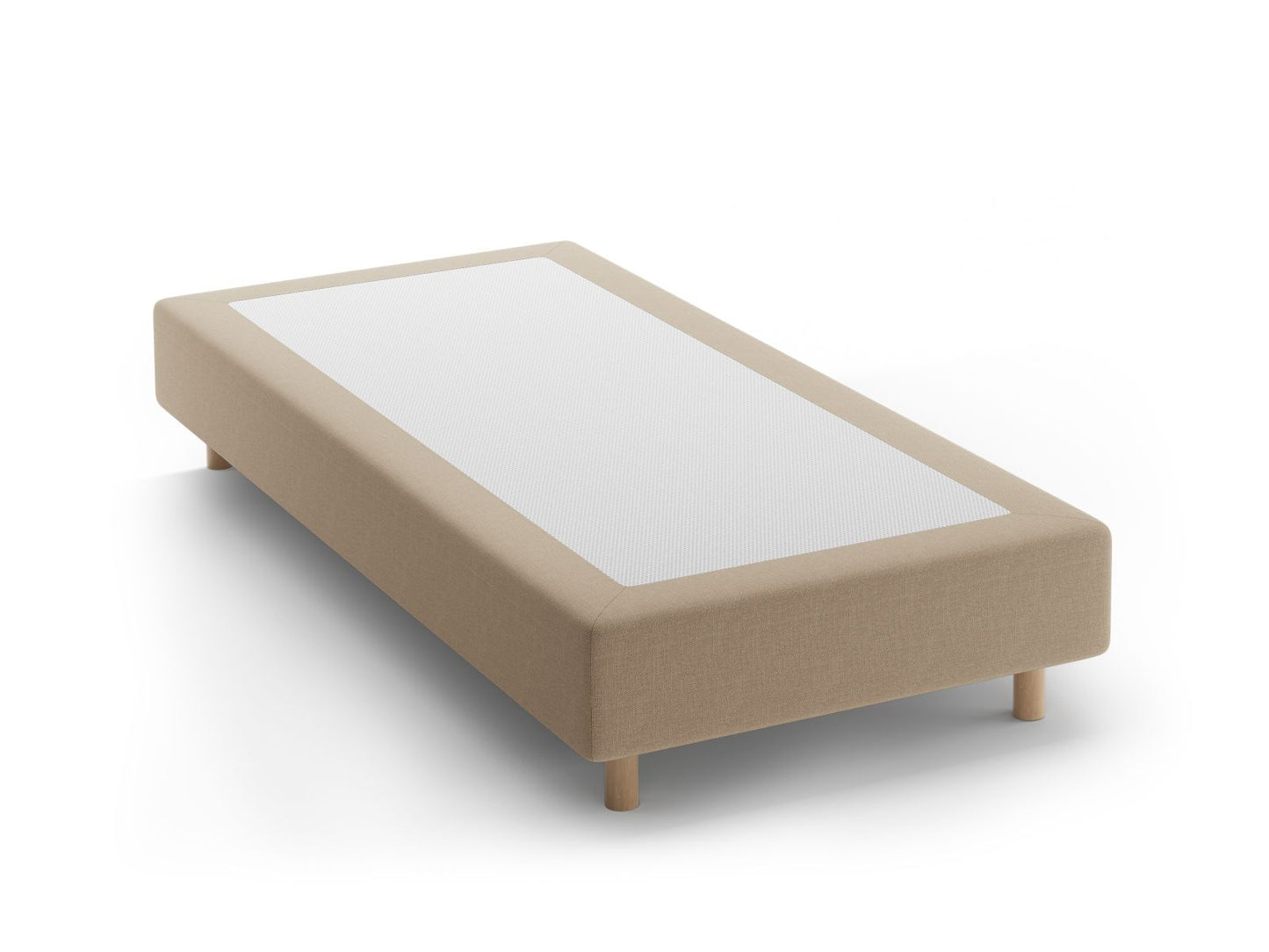 Bettgestell Strukturstoff Beige Whale — Beige / Natural Beech Wood