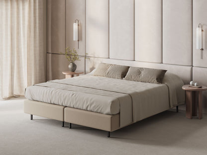 Bettgestell Strukturstoff Beige Whale — Wohnbeispiel