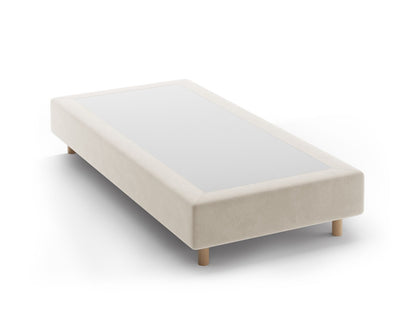 Bettgestell Samt Beige Whale — Beige / Natural Beech Wood