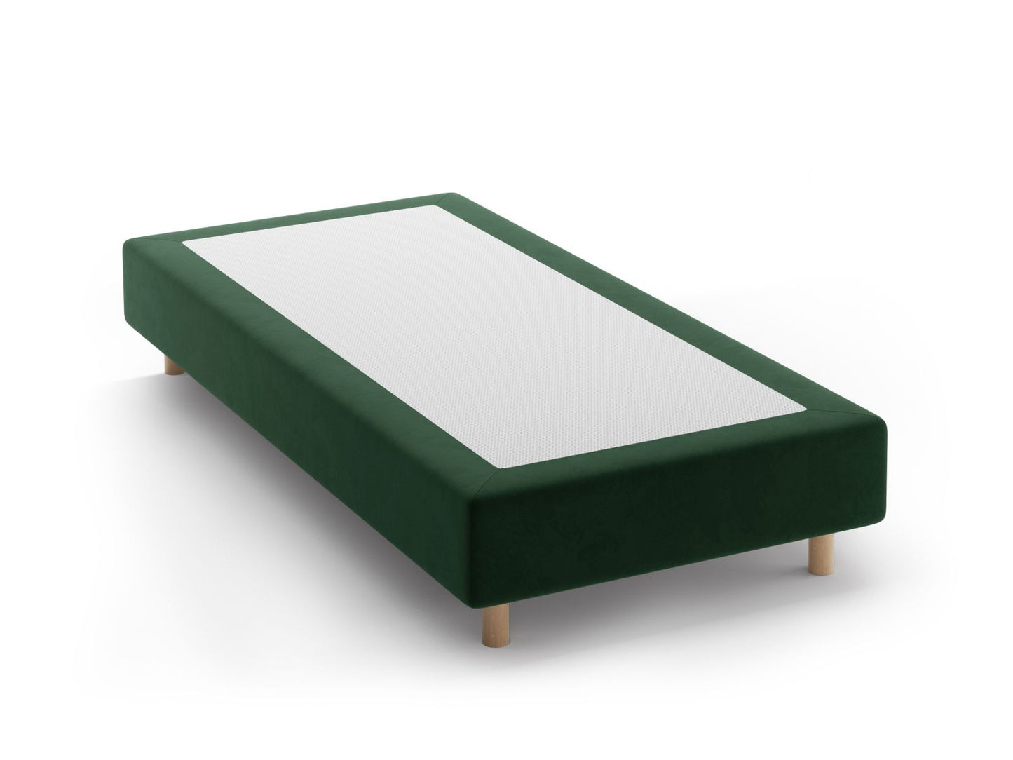 Bettgestell Samt Beige Whale — Green / Natural Beech Wood