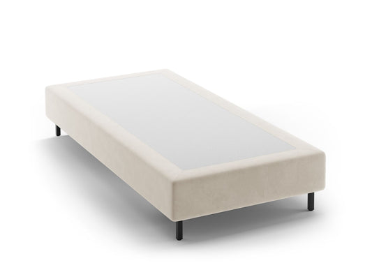 Whale Velvet Bed Base — Beige / Black Metal