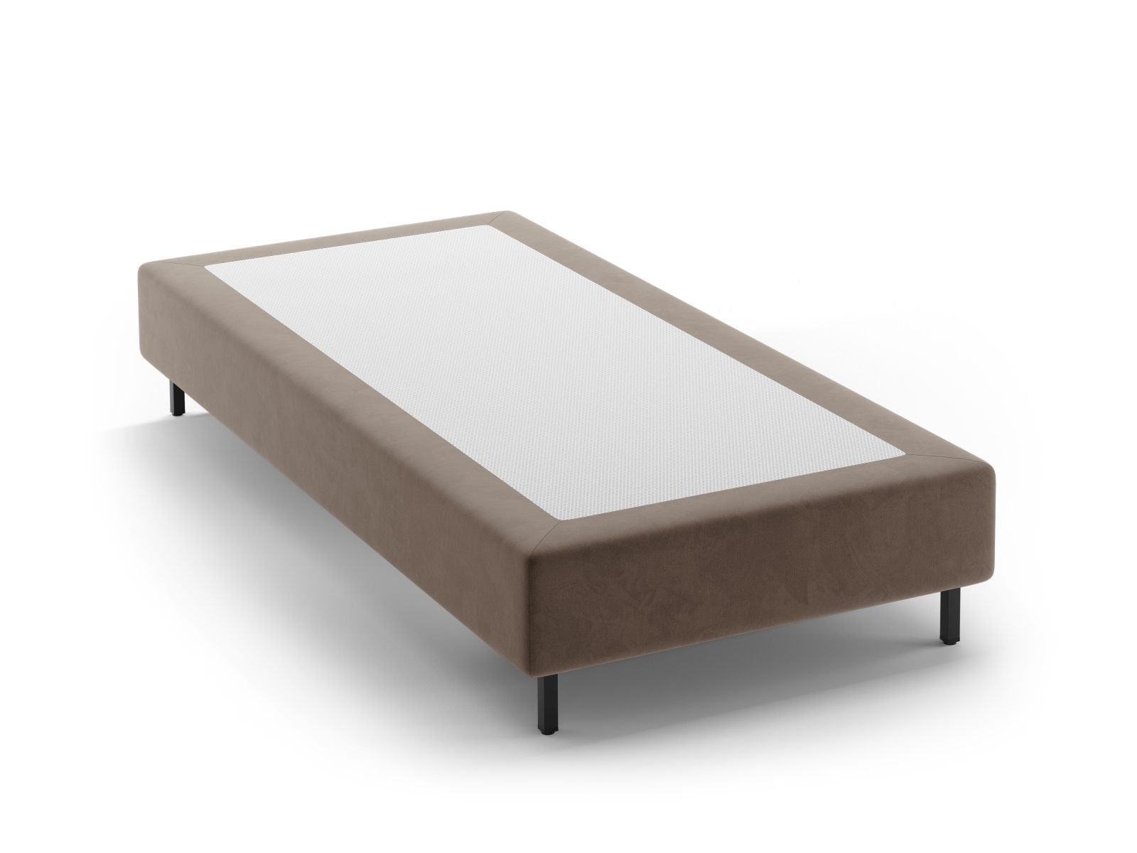 Whale Velvet Bed Base — Warm grey / Black Metal