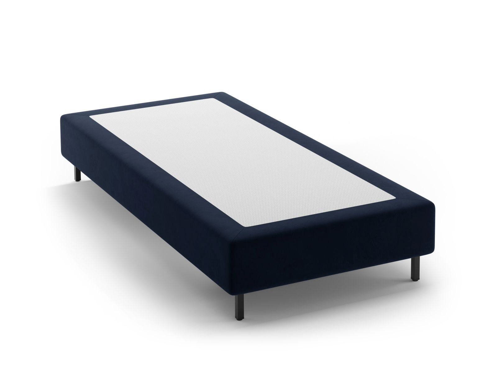 Whale Velvet Bed Base — Dark Blue / Black Metal