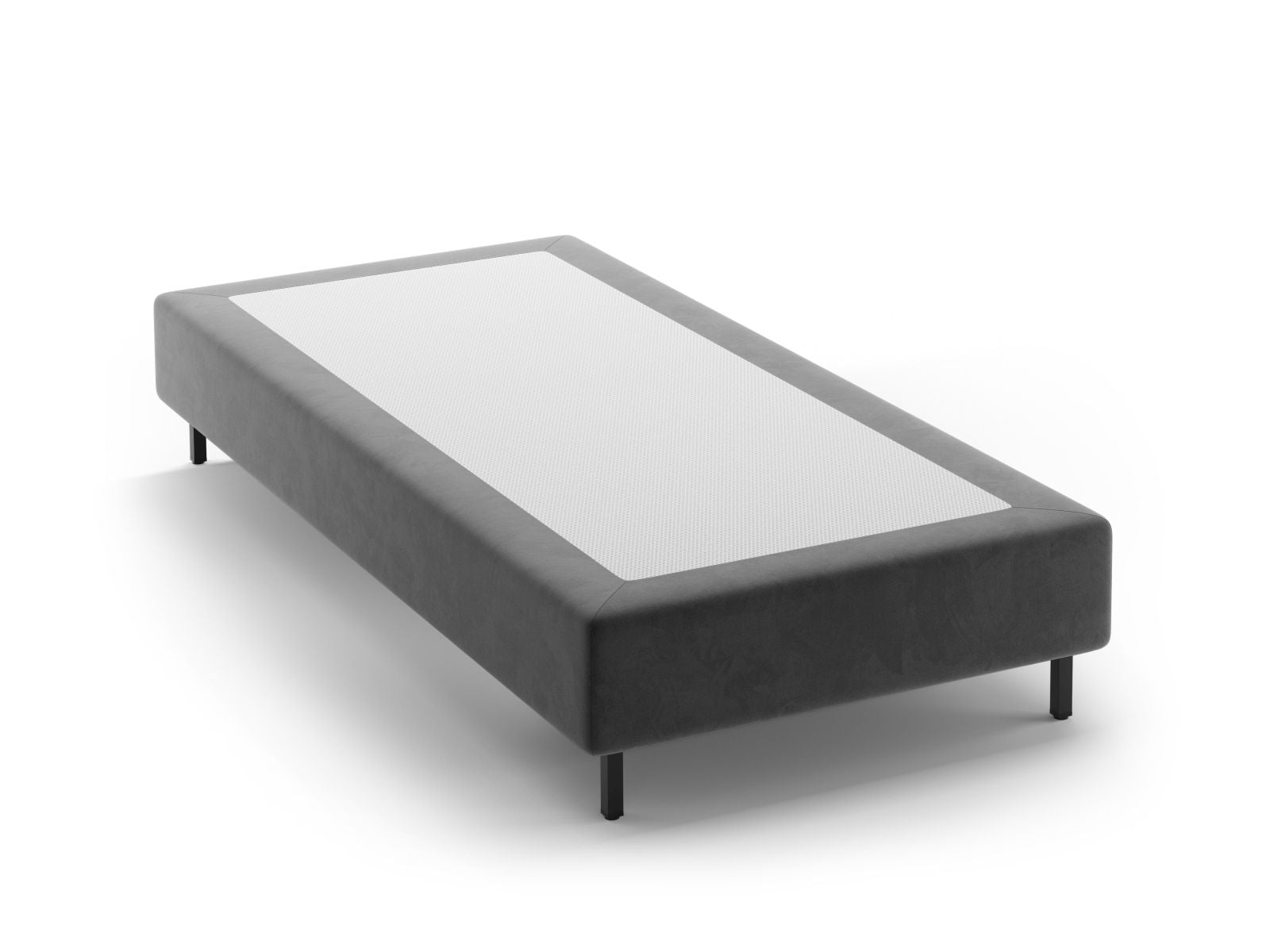 Whale Velvet Bed Base — Grey / Black Metal