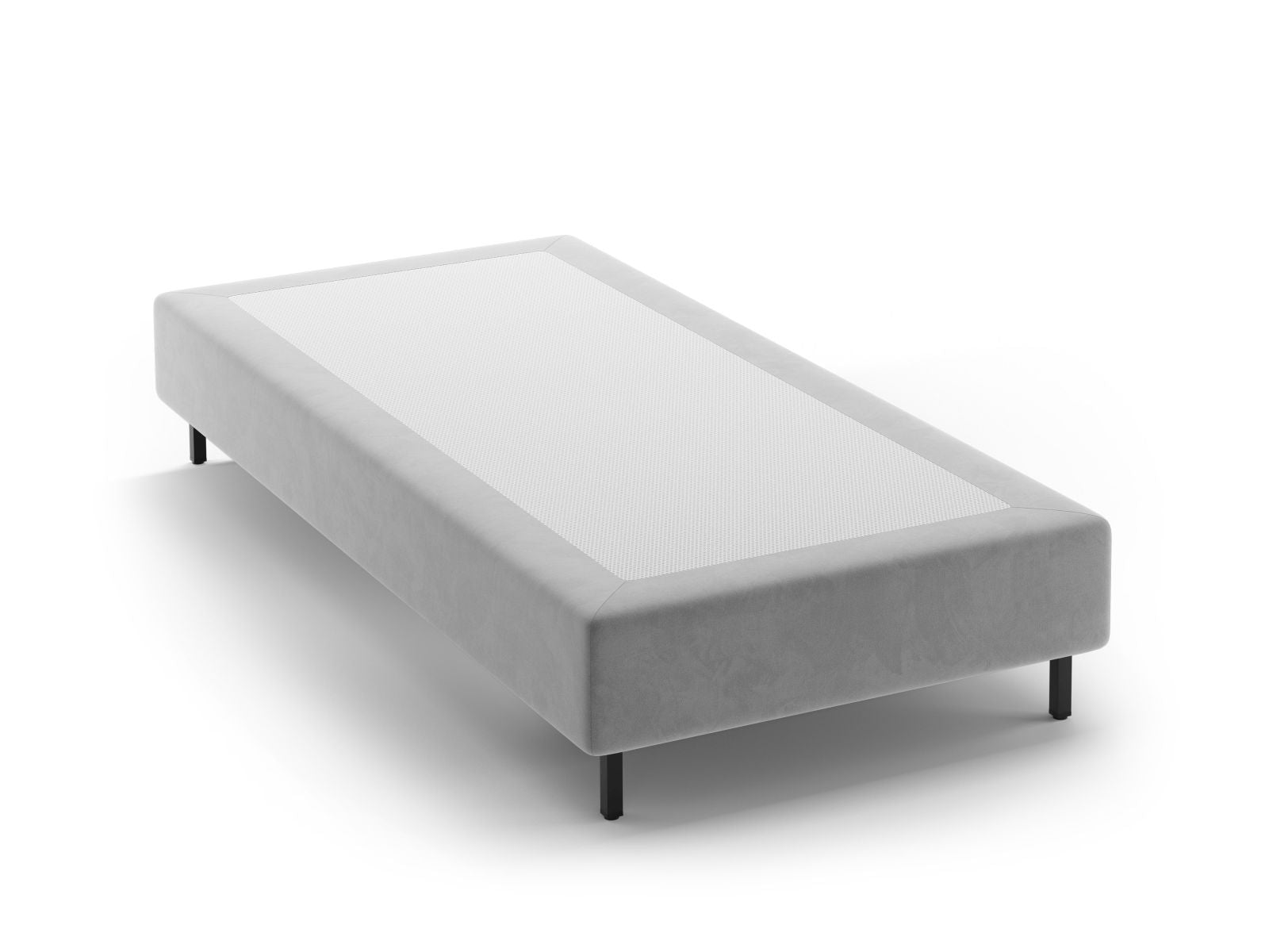 Whale Velvet Bed Base — Light Grey / Black Metal