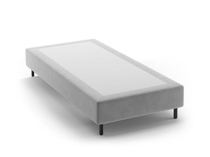 Whale Velvet Bed Base — Light Grey / Black Metal