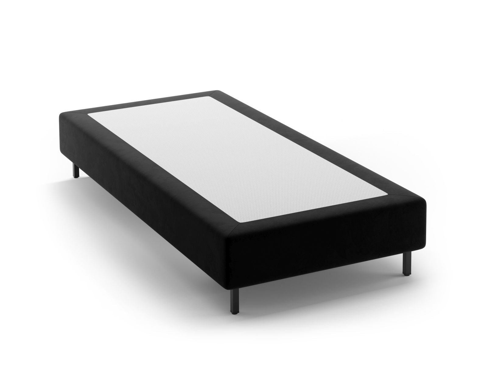 Whale Velvet Bed Base — Black / Black Metal
