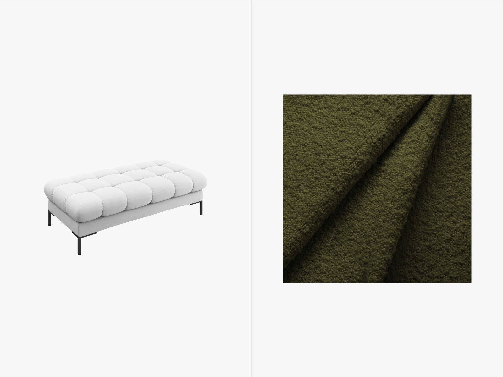 Mamaia Bench, 2 Seats, 133x62 cm — Dark Olive Green