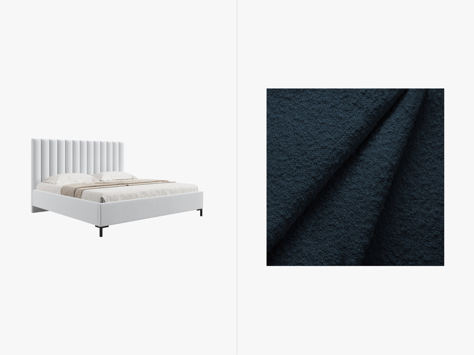 Allison Storage Bed With Headboard — Dark Blue
