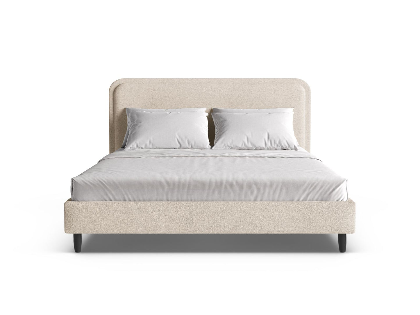 Bett Bouclé Beige Aveline — Detailansicht