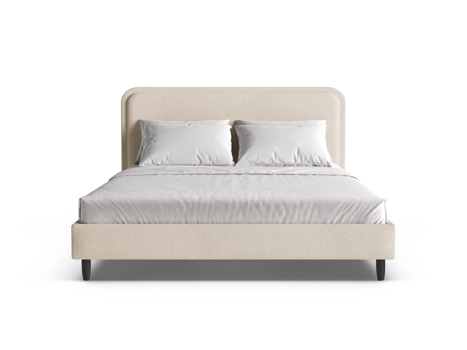 Bett Bouclé Beige Aveline — Detailansicht