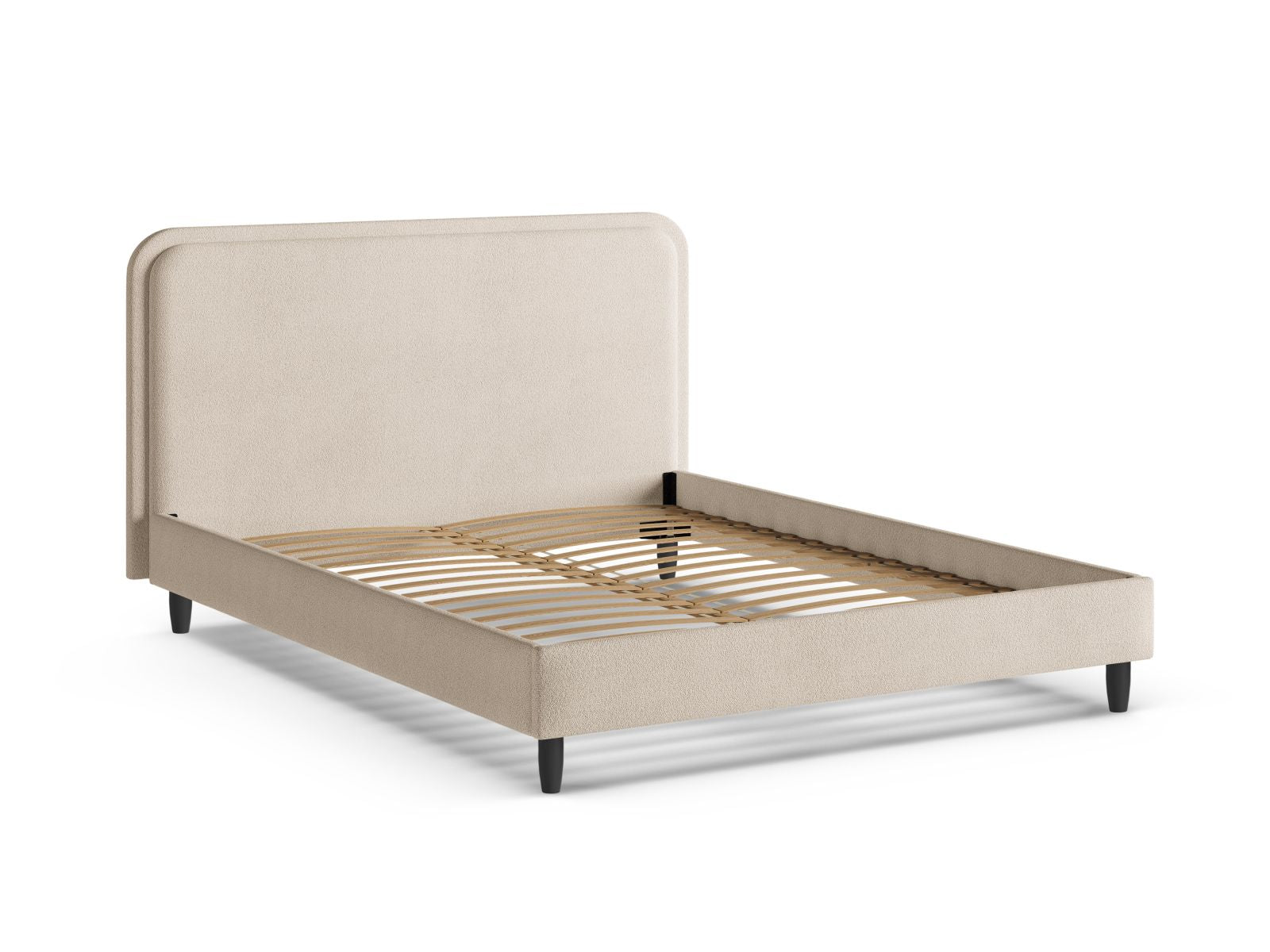 Bett Bouclé Beige Aveline — Maße und Details