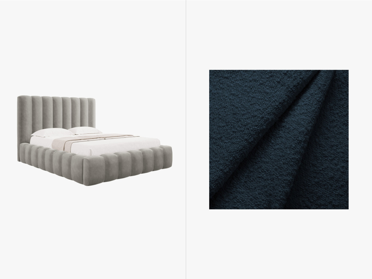 Bett Bouclé Beige Kelp — Dark Blue