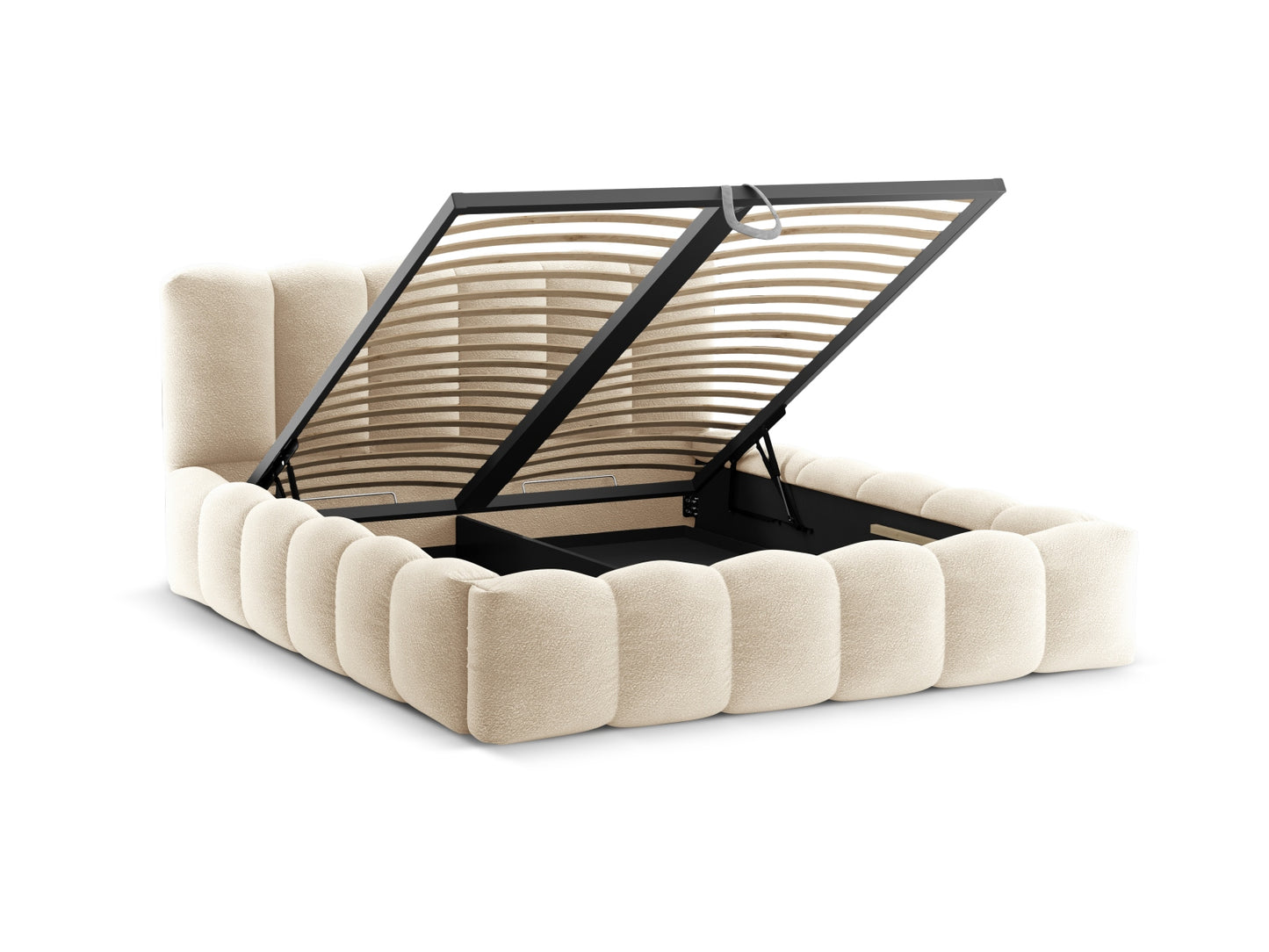 Bett Bouclé Beige Lupine — Maße und Details