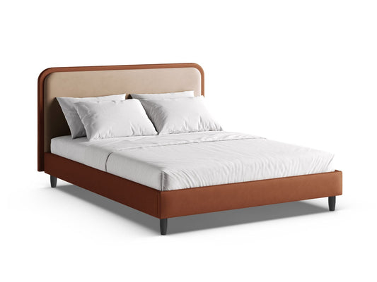 Bett Velvet, Vegan Leather Almond Beige, Maroon Aveline — Almond Beige, Maroon