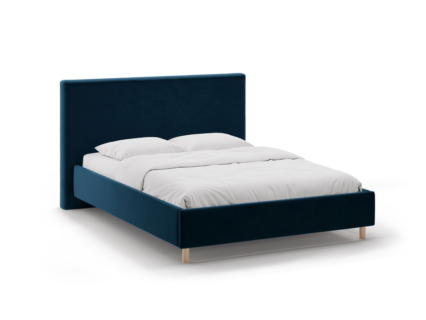 Bett Samt Almond Beige Eloise — Navy Blue