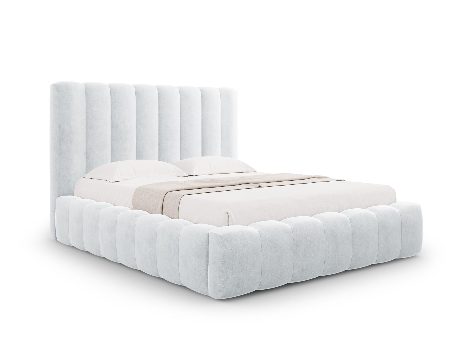 Kelp Storage Bed With Headboard — Light Grey