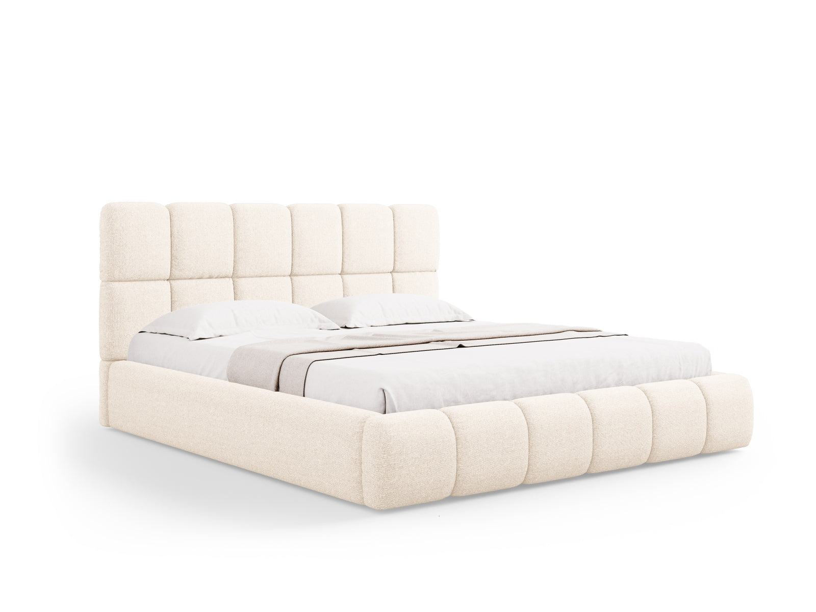 Bellis Storage Bed With Headboard — Light Beige
