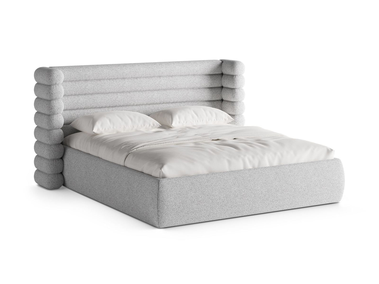 Bett Strukturstoff Beige Melange Mount — Light Grey Melange