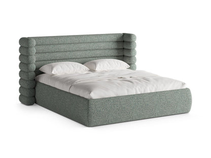 Bett Strukturstoff Beige Melange Mount — Moss Green Melange