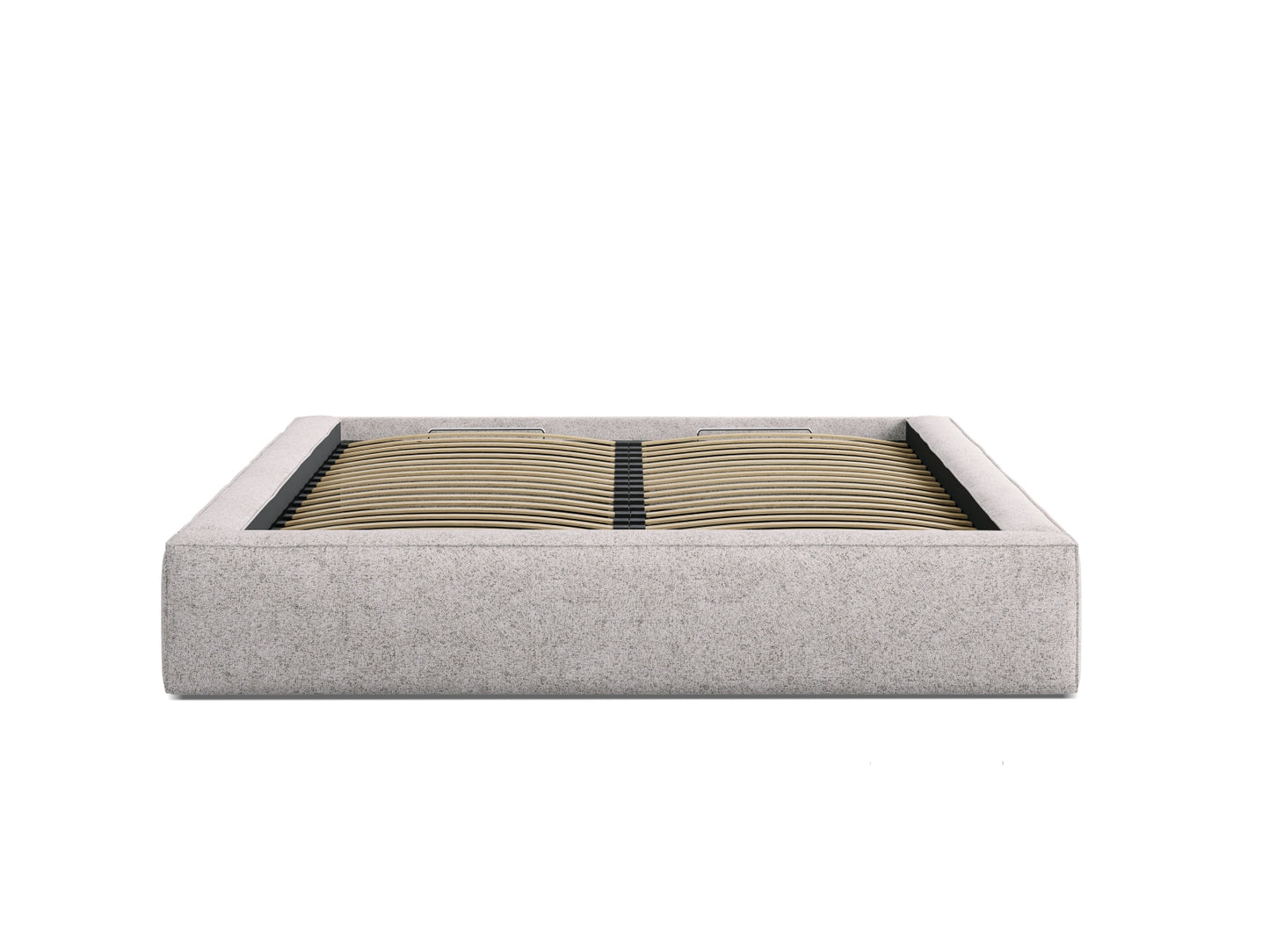 Bett Strukturstoff Beige Melange Simon — Detailansicht
