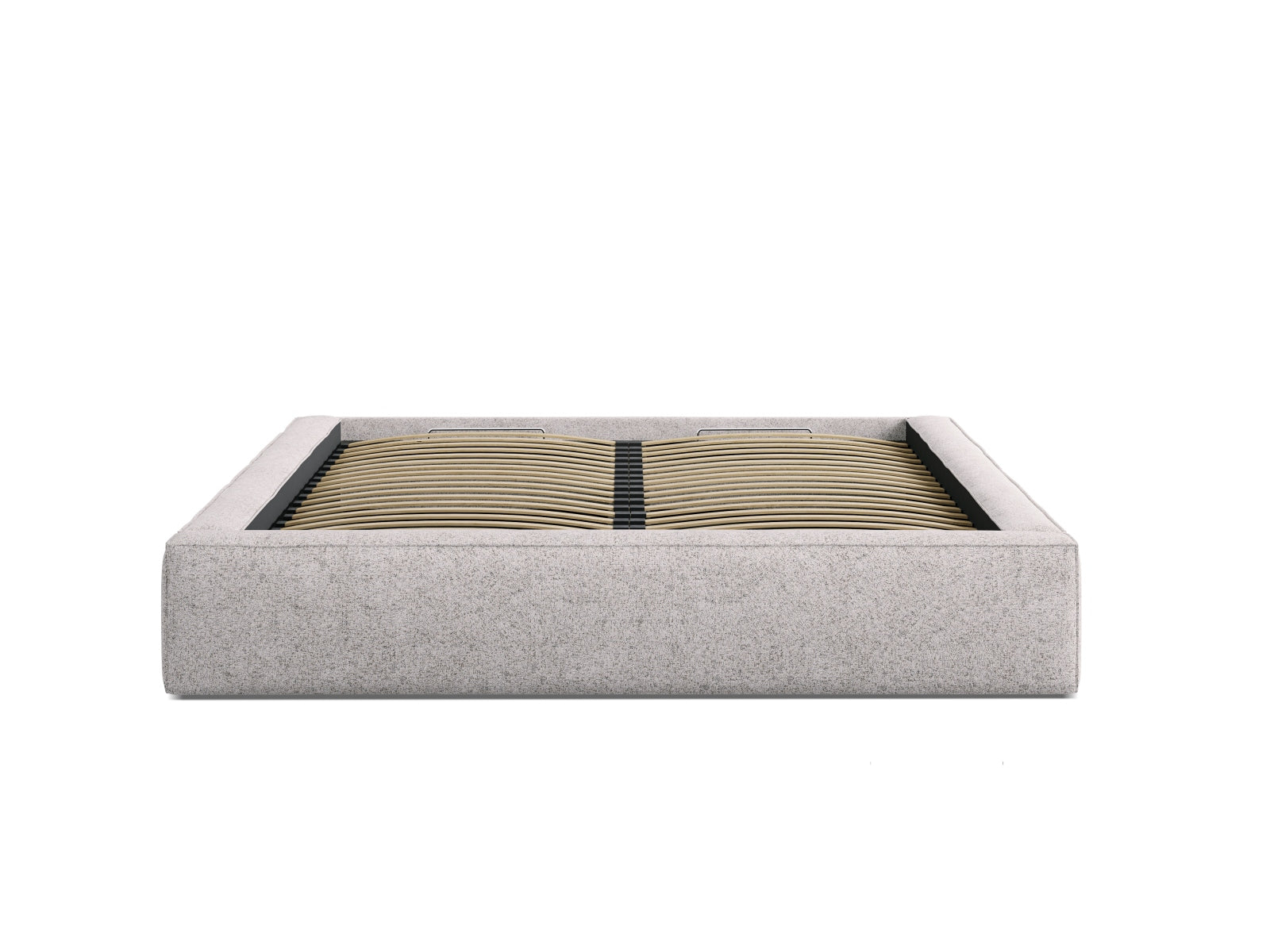 Bett Strukturstoff Beige Melange Simon — Detailansicht