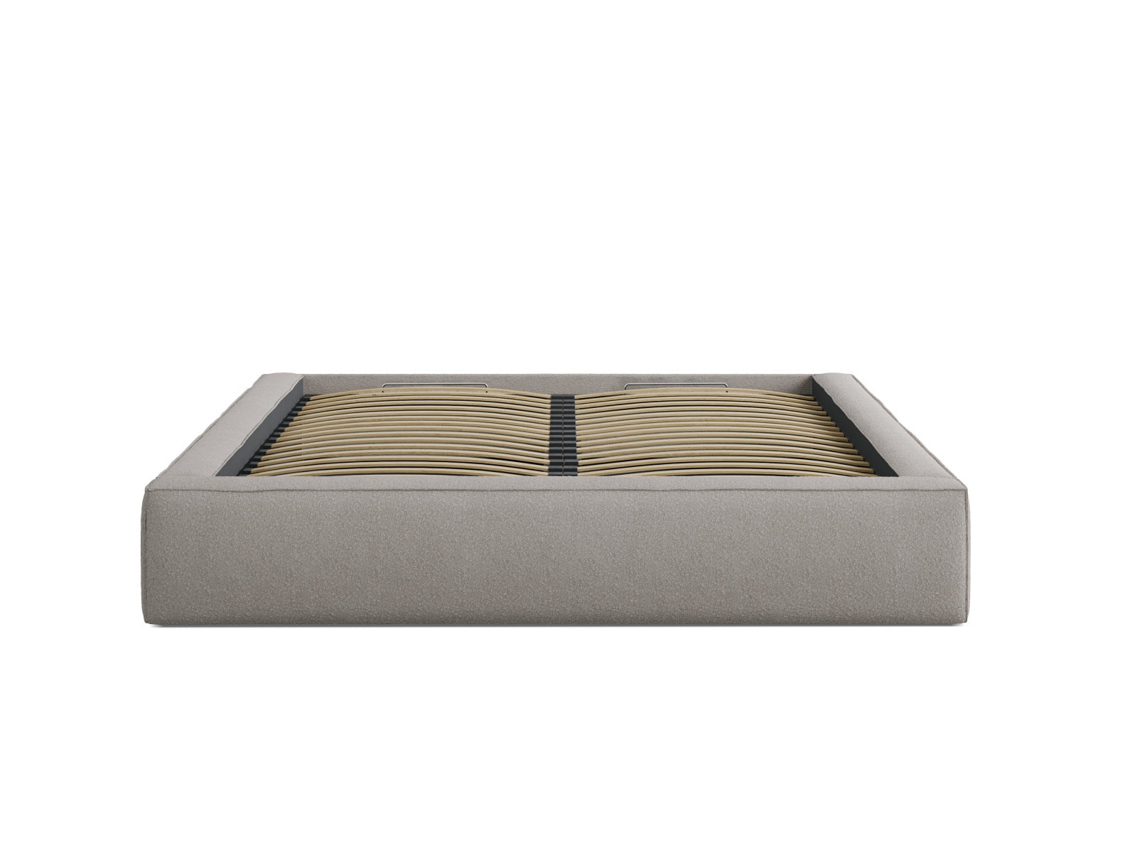 Bett Bouclé Dunkelbeige Simon — Detailansicht