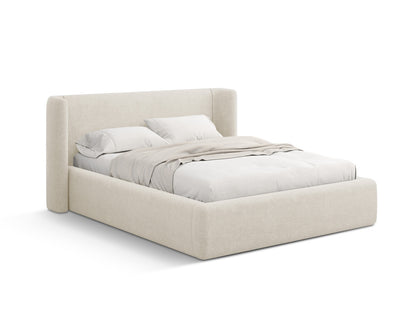 Bett Strukturstoff Schwarz Jolene — Light Beige