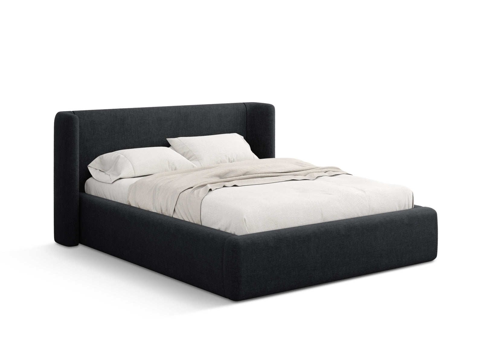 Bett Strukturstoff Schwarz Jolene — Black