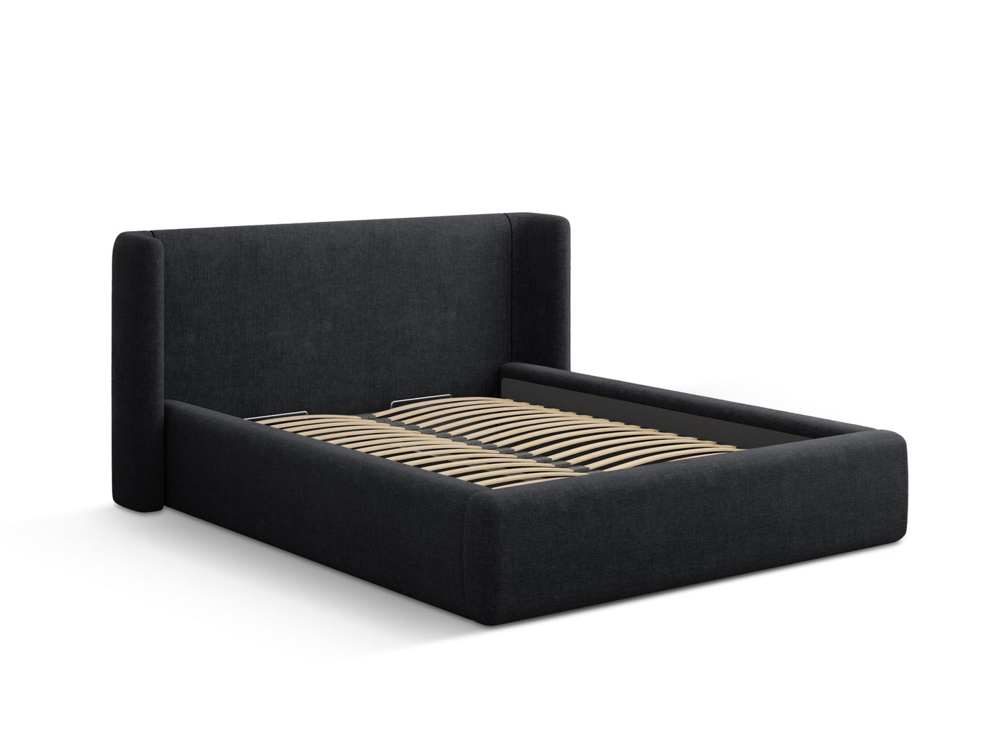 Bett Strukturstoff Schwarz Jolene — Maße und Details