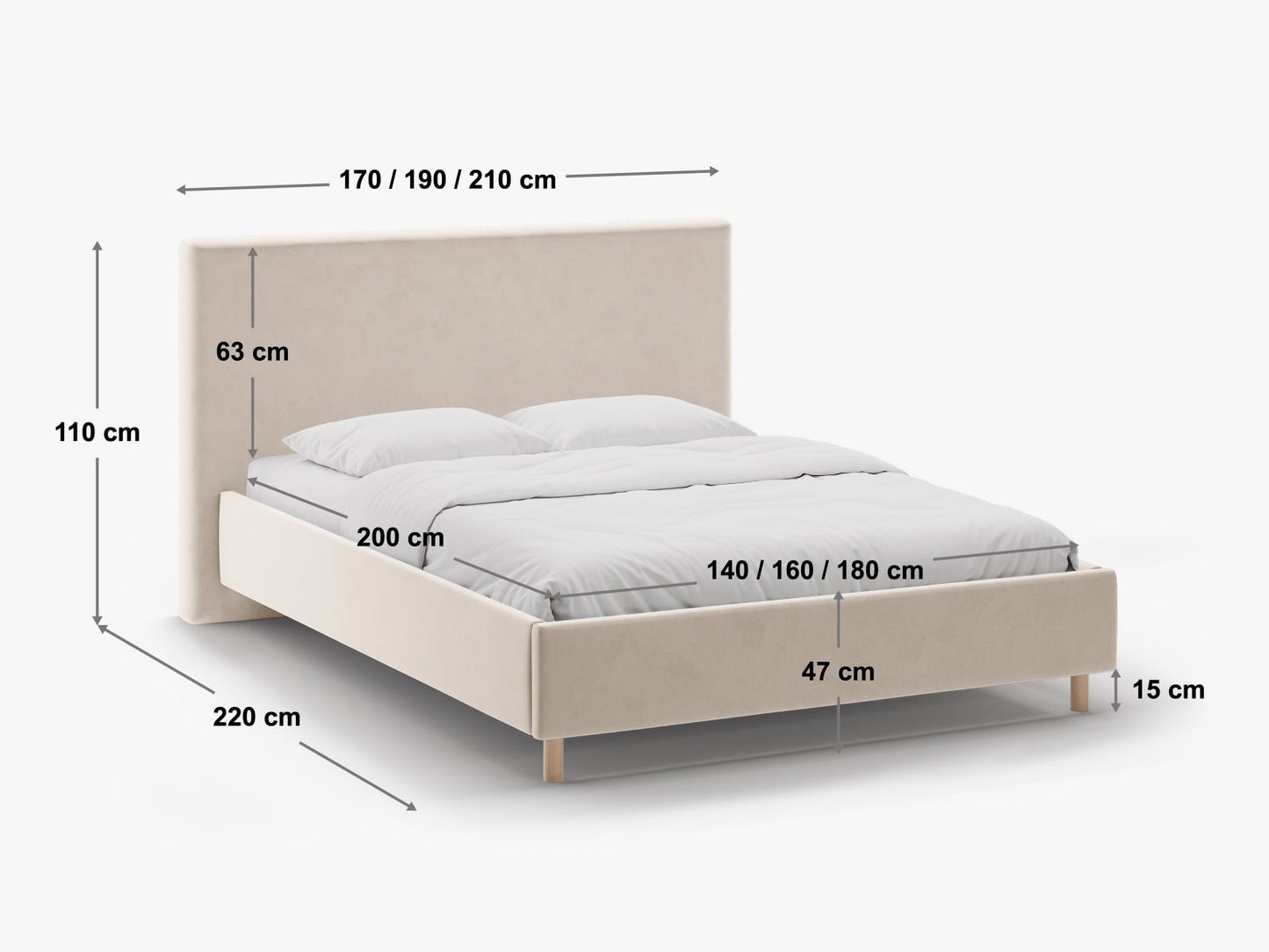 Bett Bouclé Brick Eloise — Ansicht 5