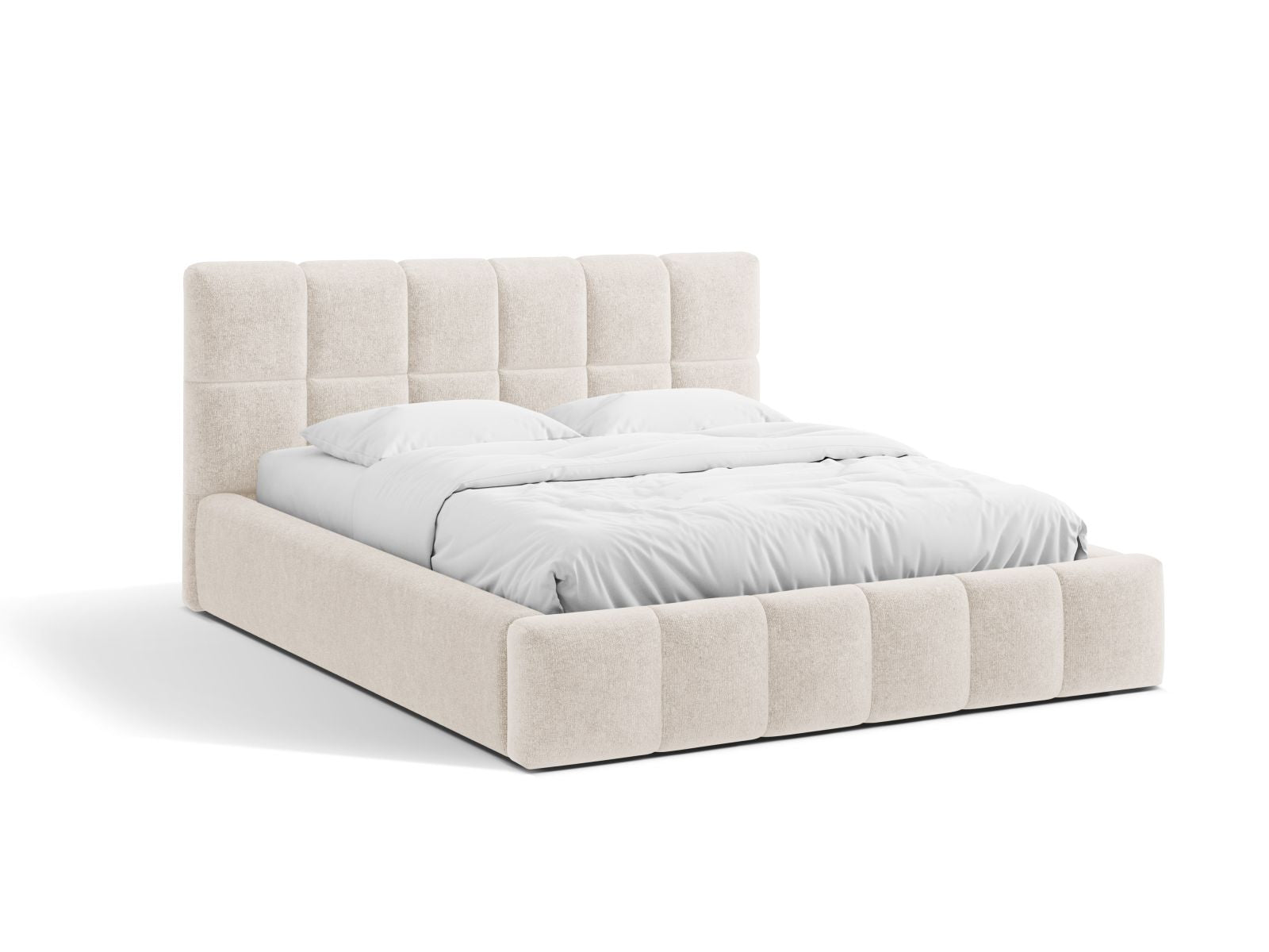 Bellis Storage Bed With Headboard — Light Beige