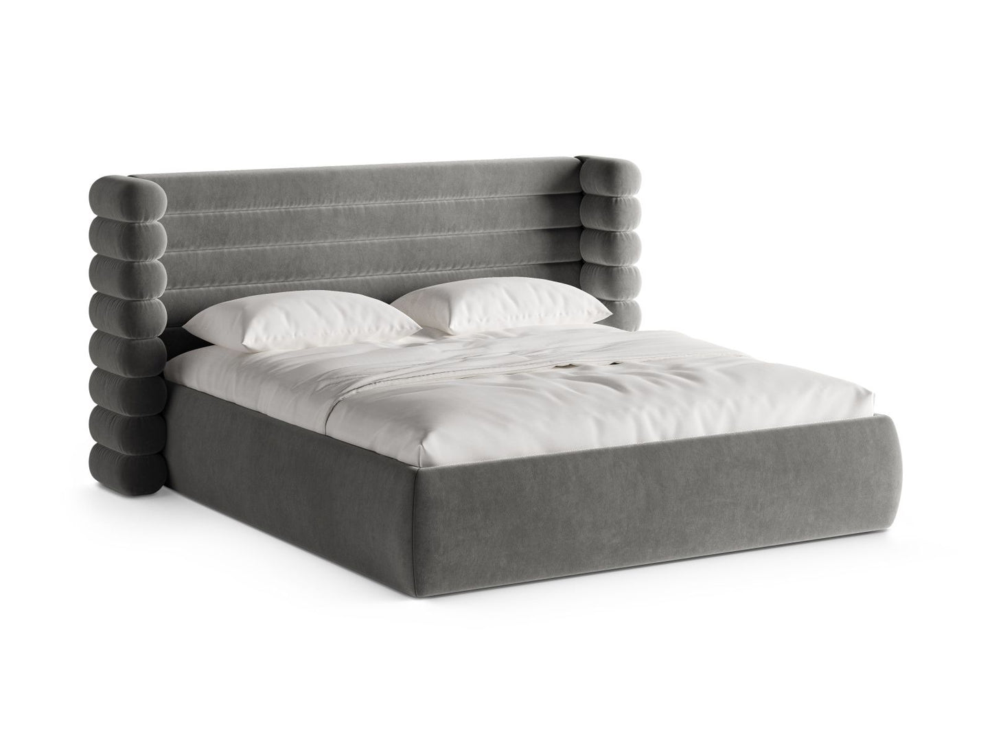 Bett Samt Beige Mount — Grey