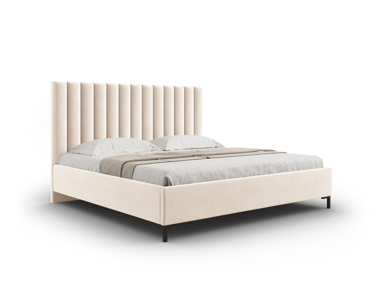Allison Storage Bed With Headboard — Light Beige