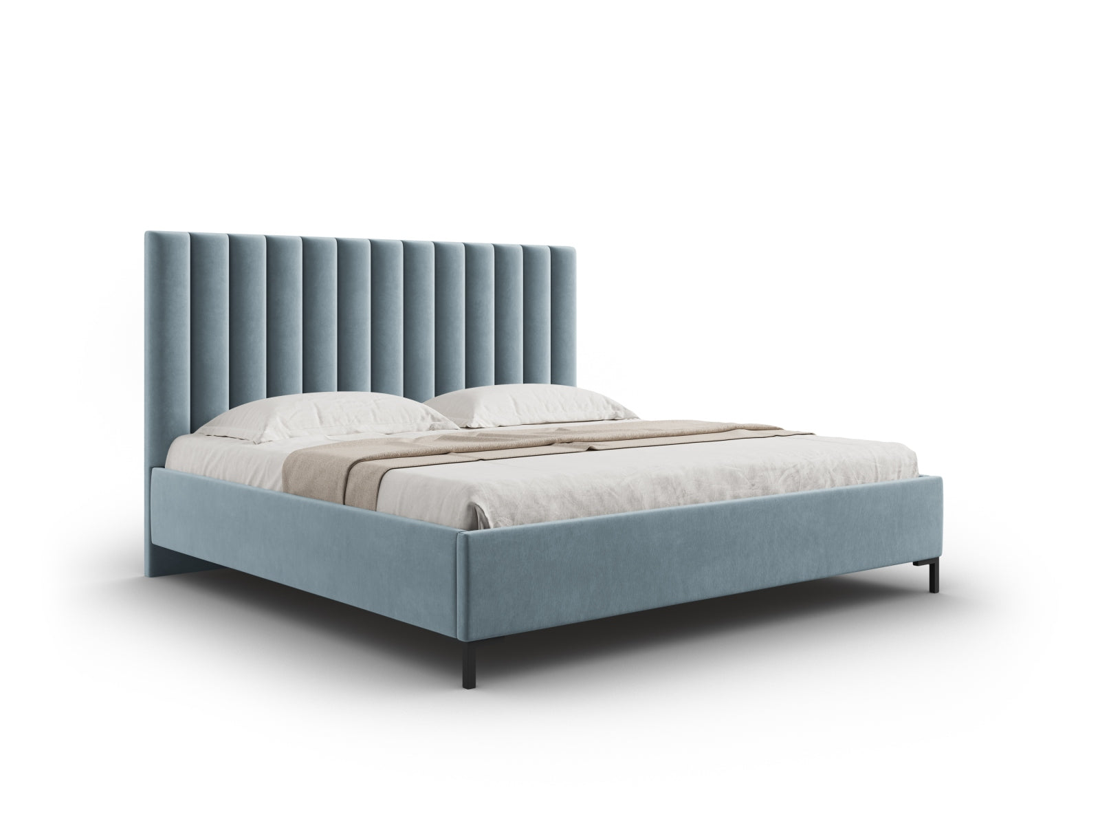 Allison Storage Bed With Headboard — Light Blue