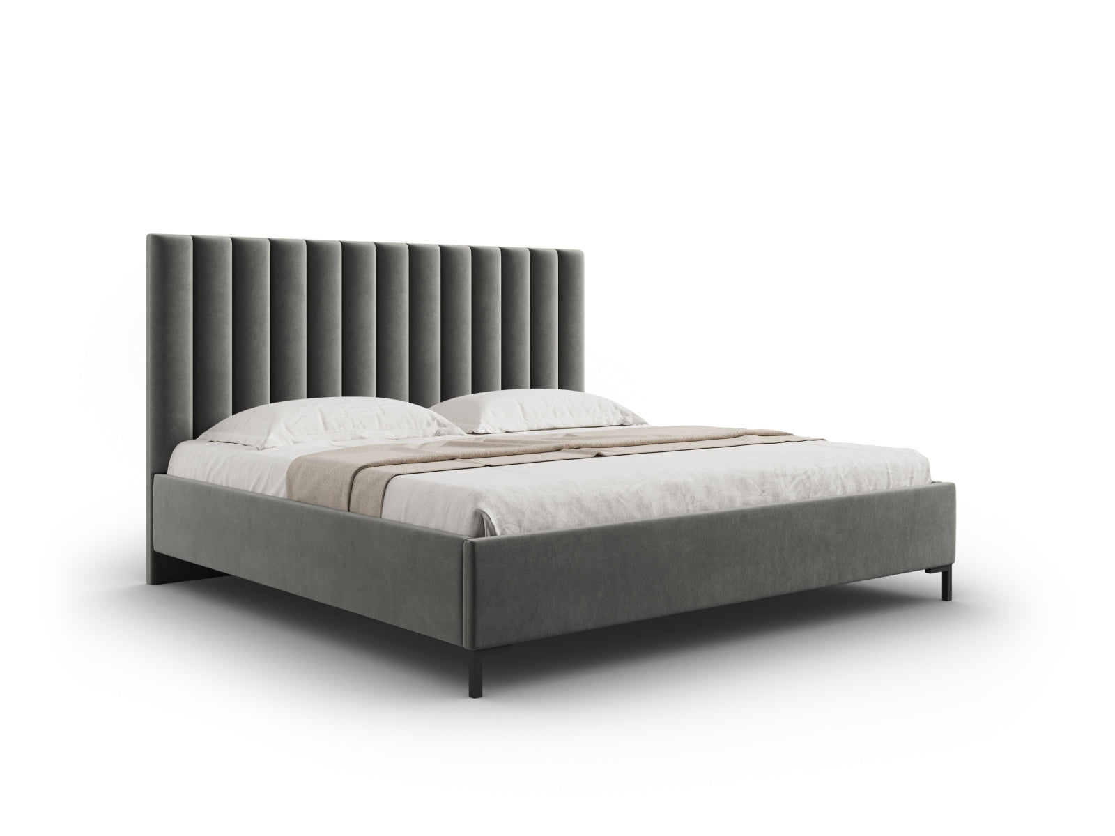 Allison Storage Bed With Headboard — Light Grey