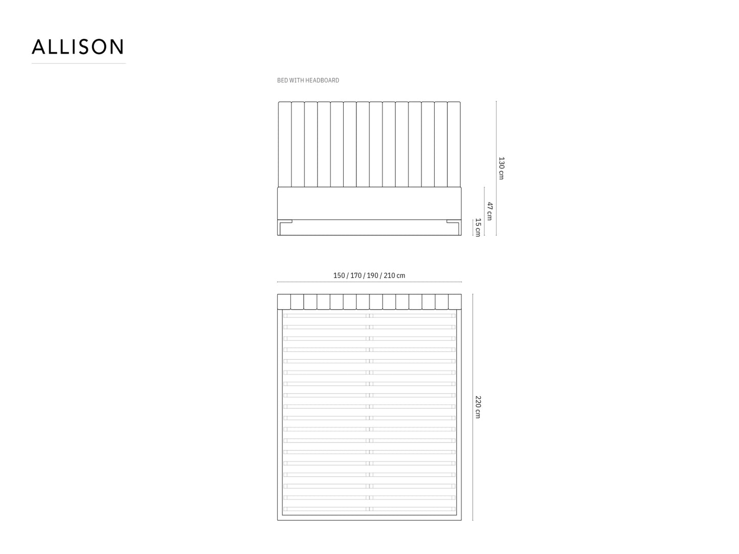 Bett Samt Schwarz Allison — Ansicht 6