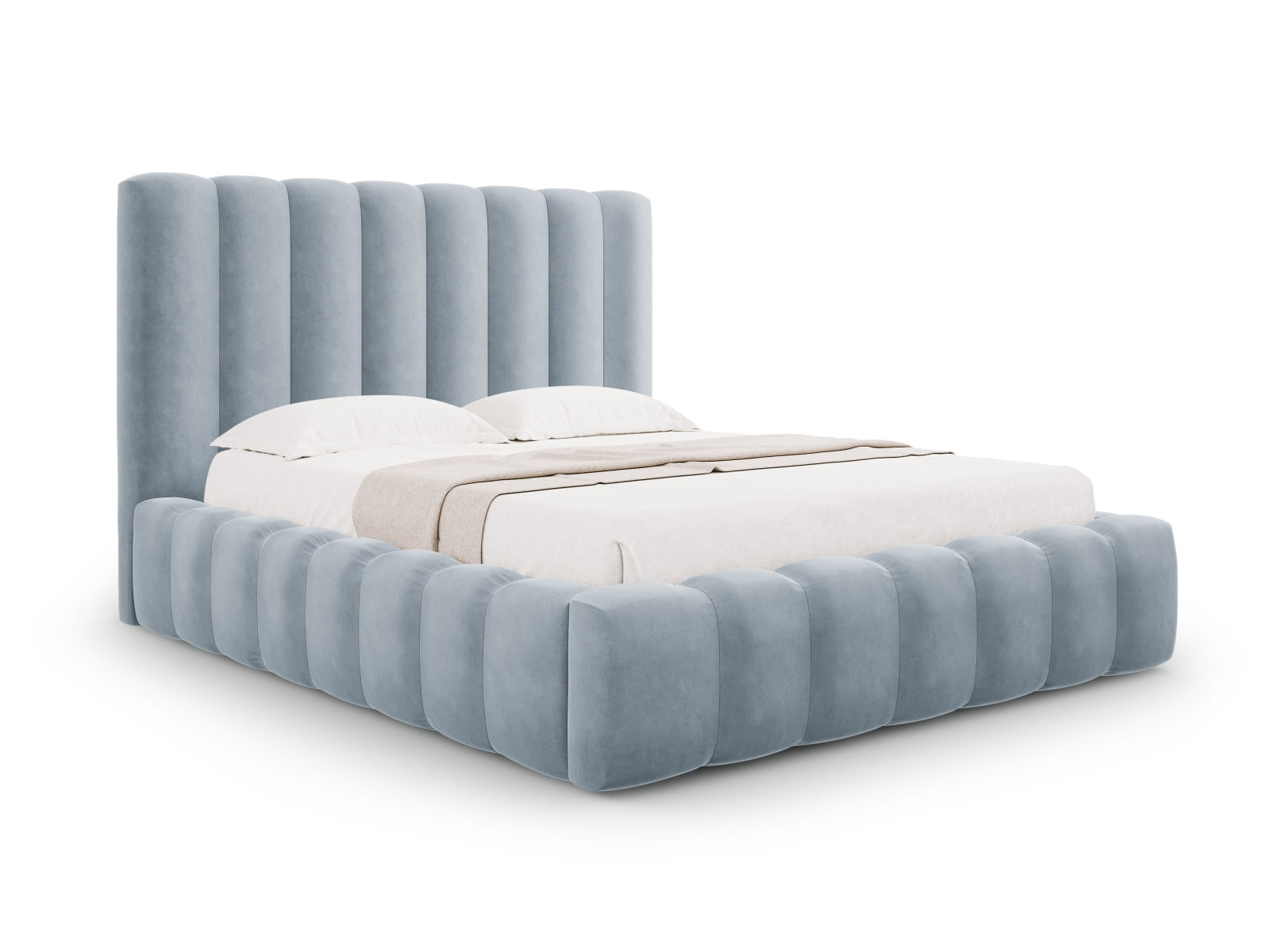 Kelp Storage Bed With Headboard — Light Blue