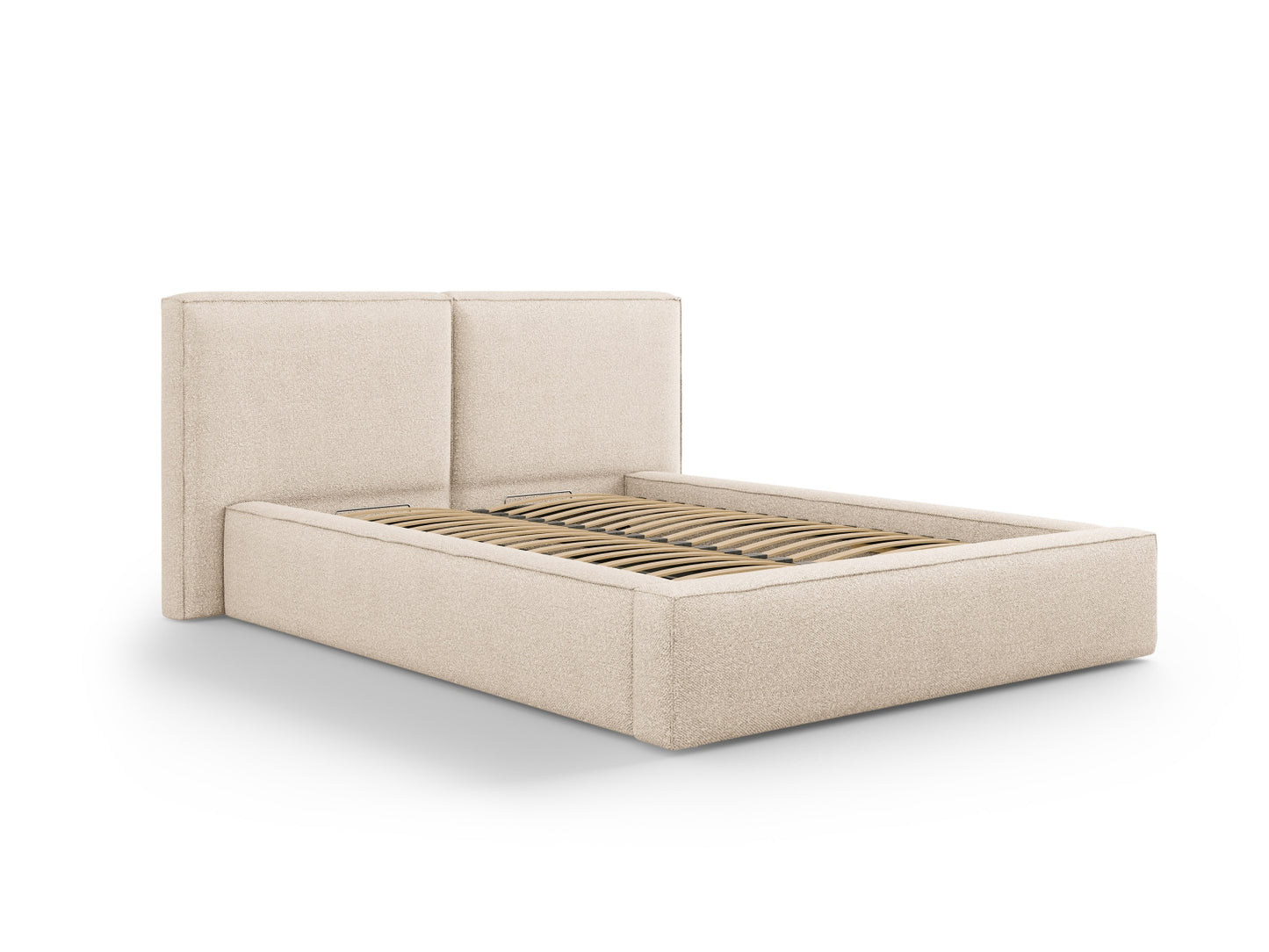 Bett Bouclé Beige Jodie — Wohnbeispiel