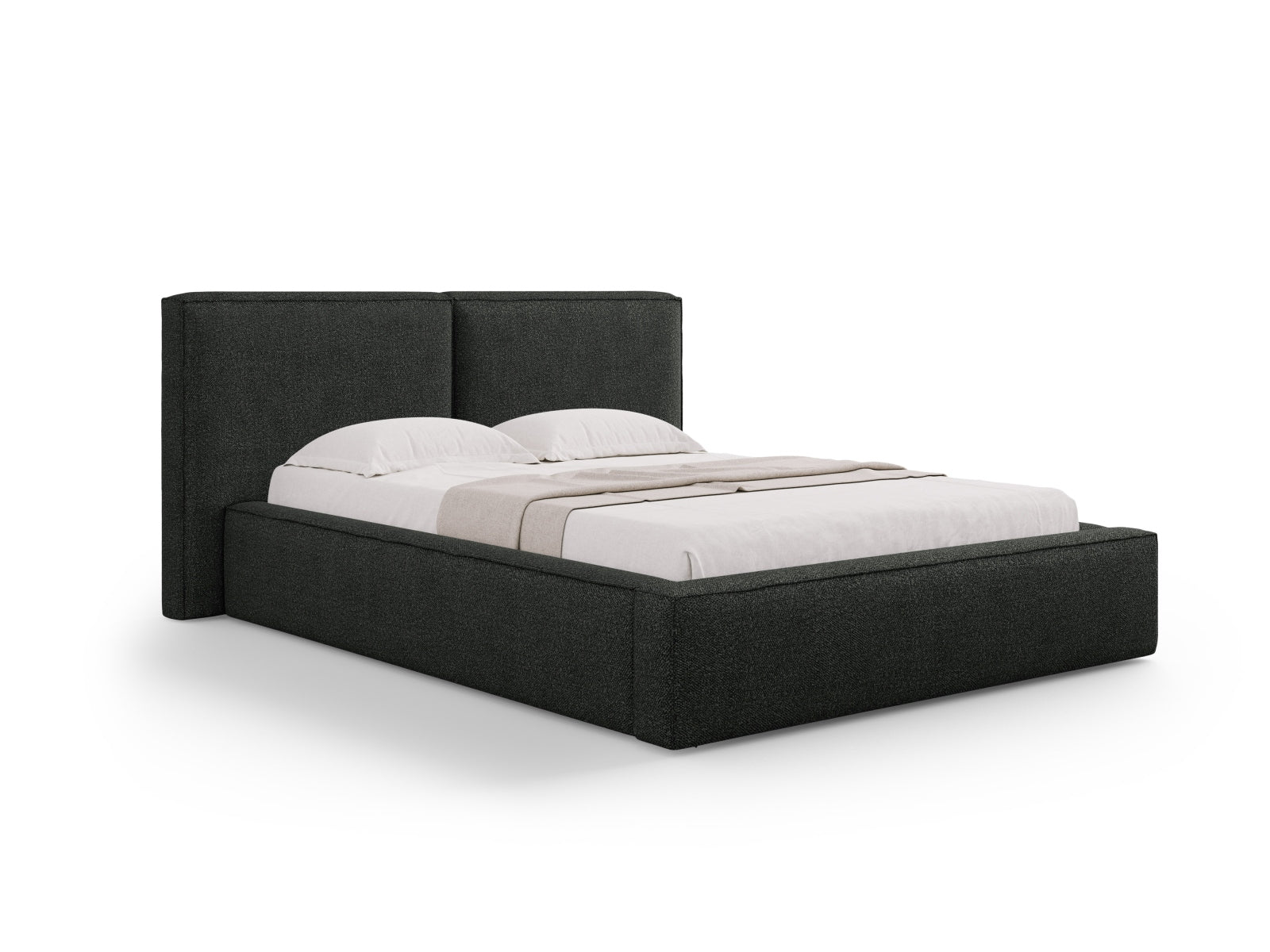 Jodie Storage Bed With Double Headboard — Black