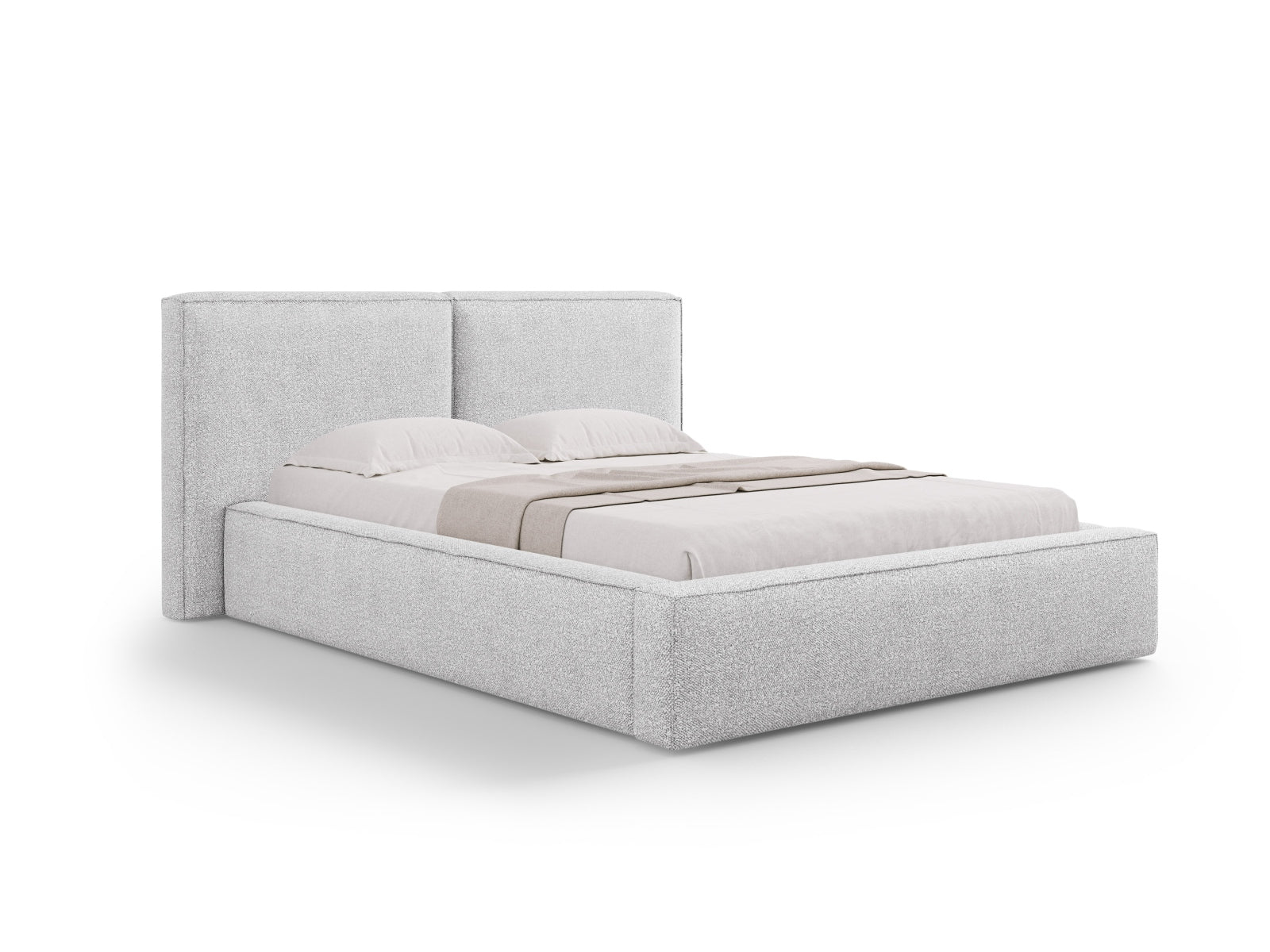 Jodie Storage Bed With Double Headboard — Light Grey