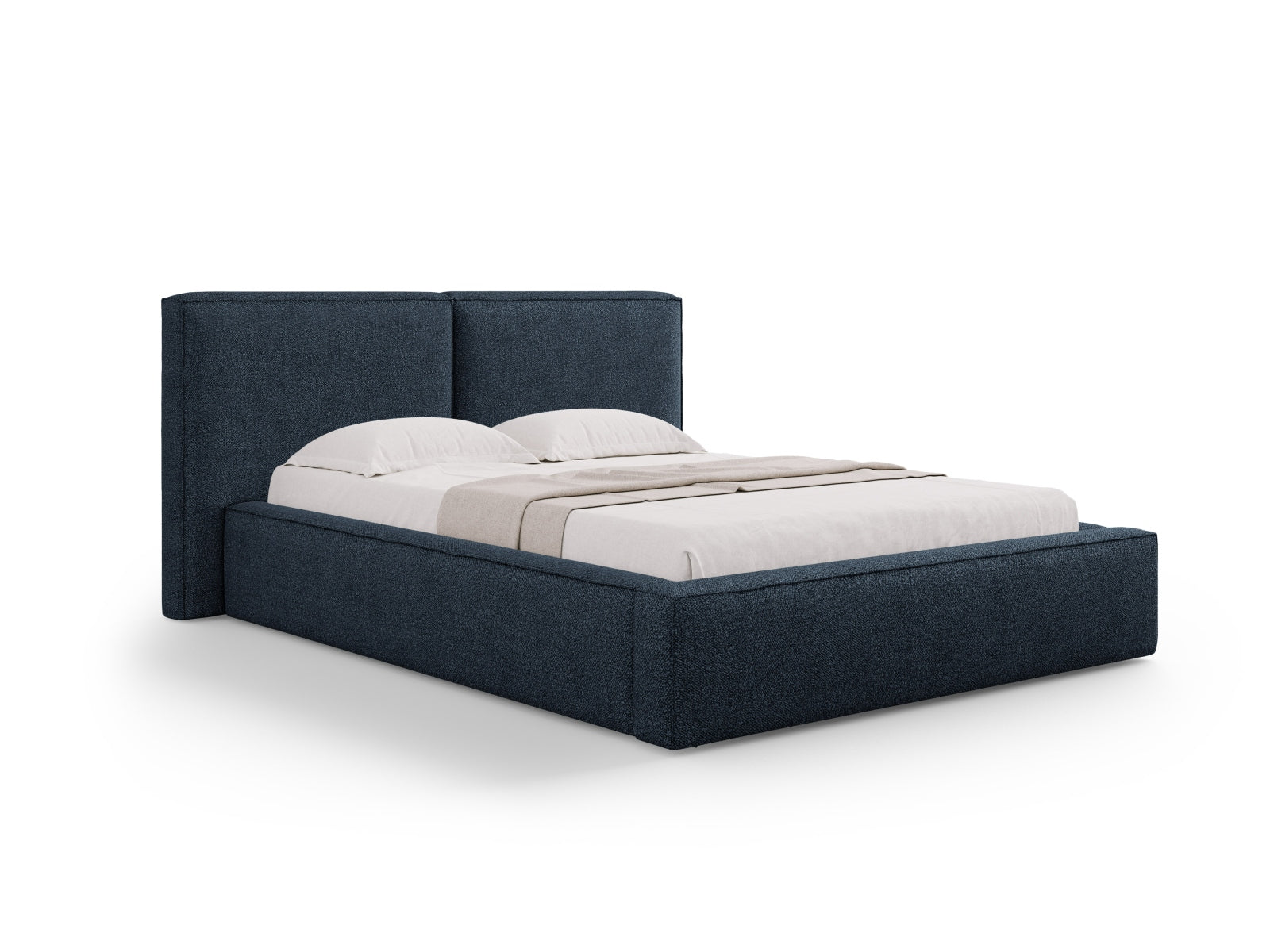 Jodie Storage Bed With Double Headboard — Dark Blue