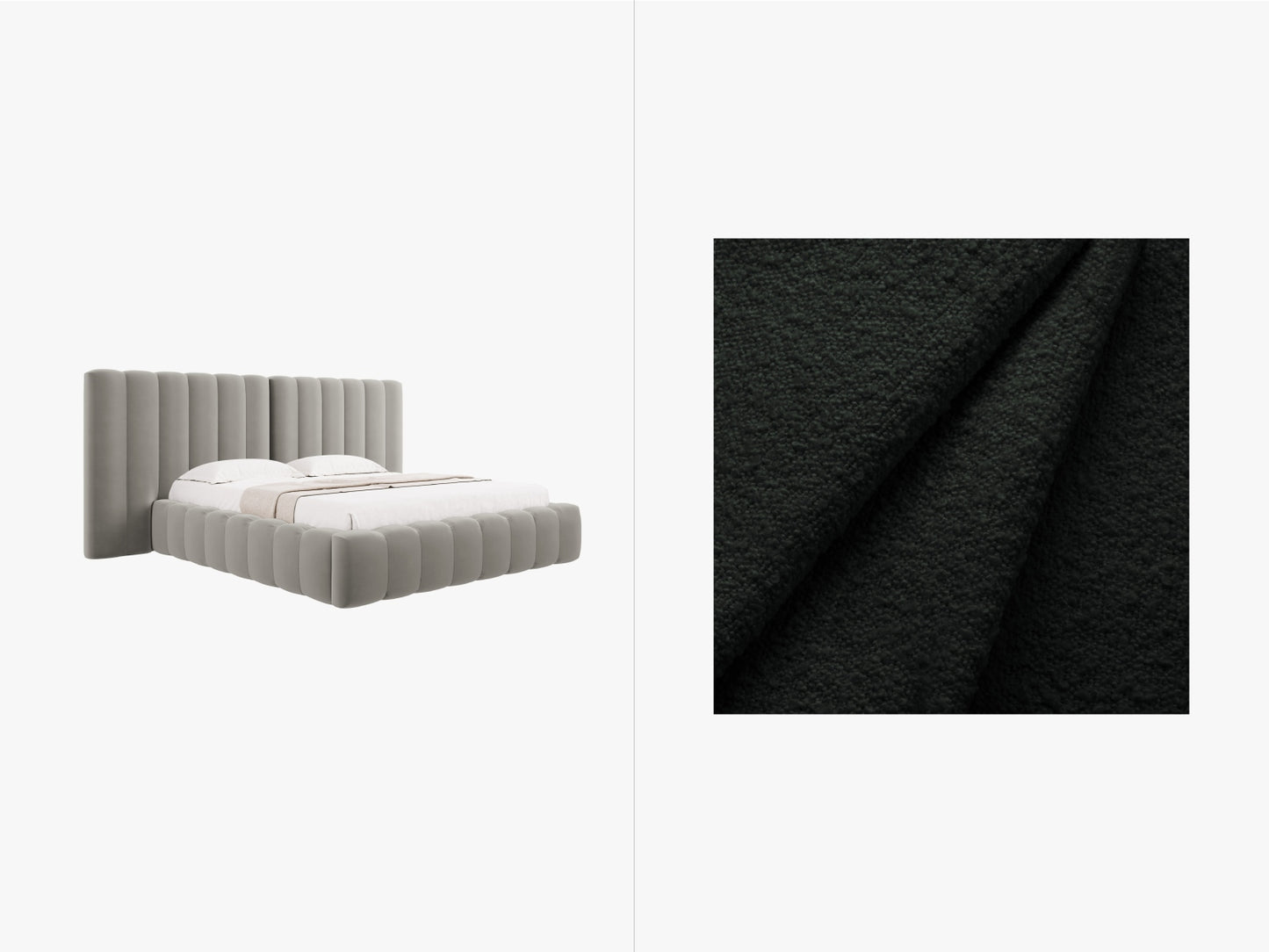 Bett Bouclé Beige Kelp — Black