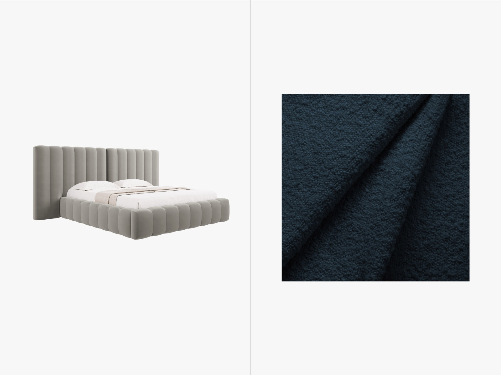 Kelp Storage Bed With Double Headboard — Dark Blue