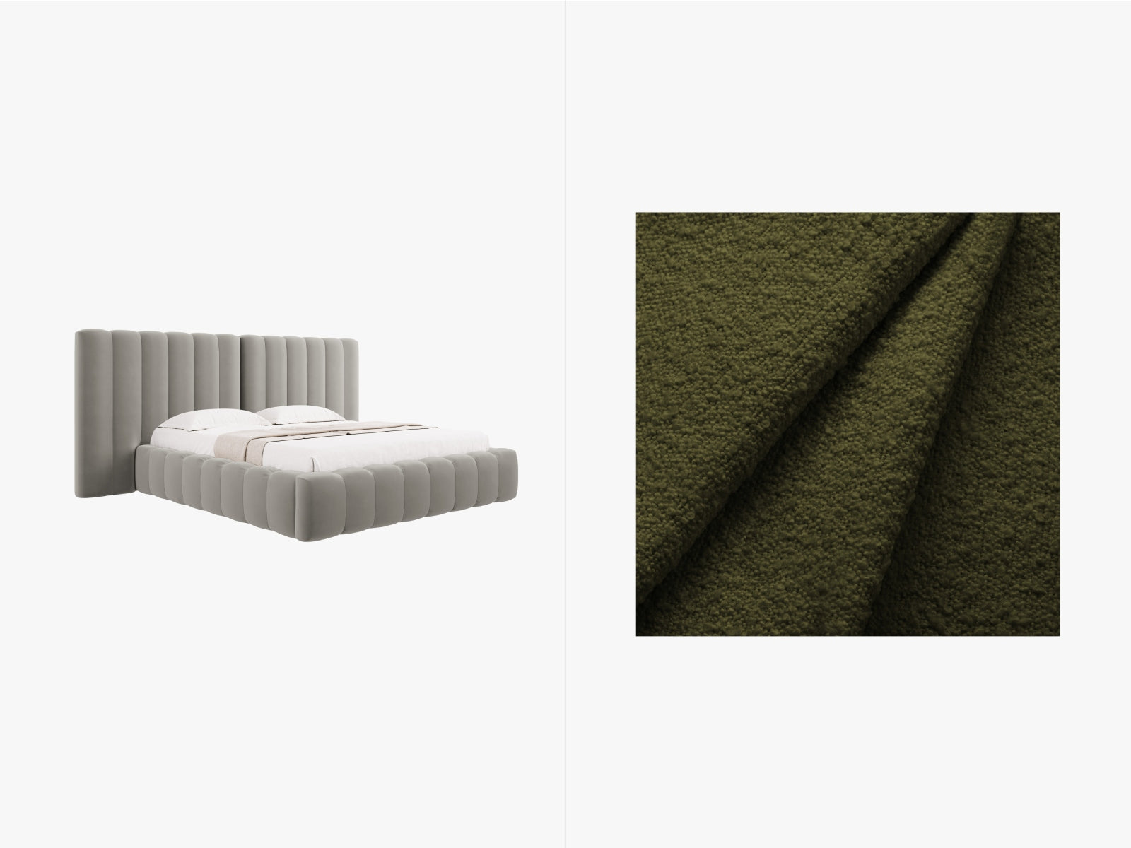 Kelp Storage Bed With Double Headboard — Dark Olive Green