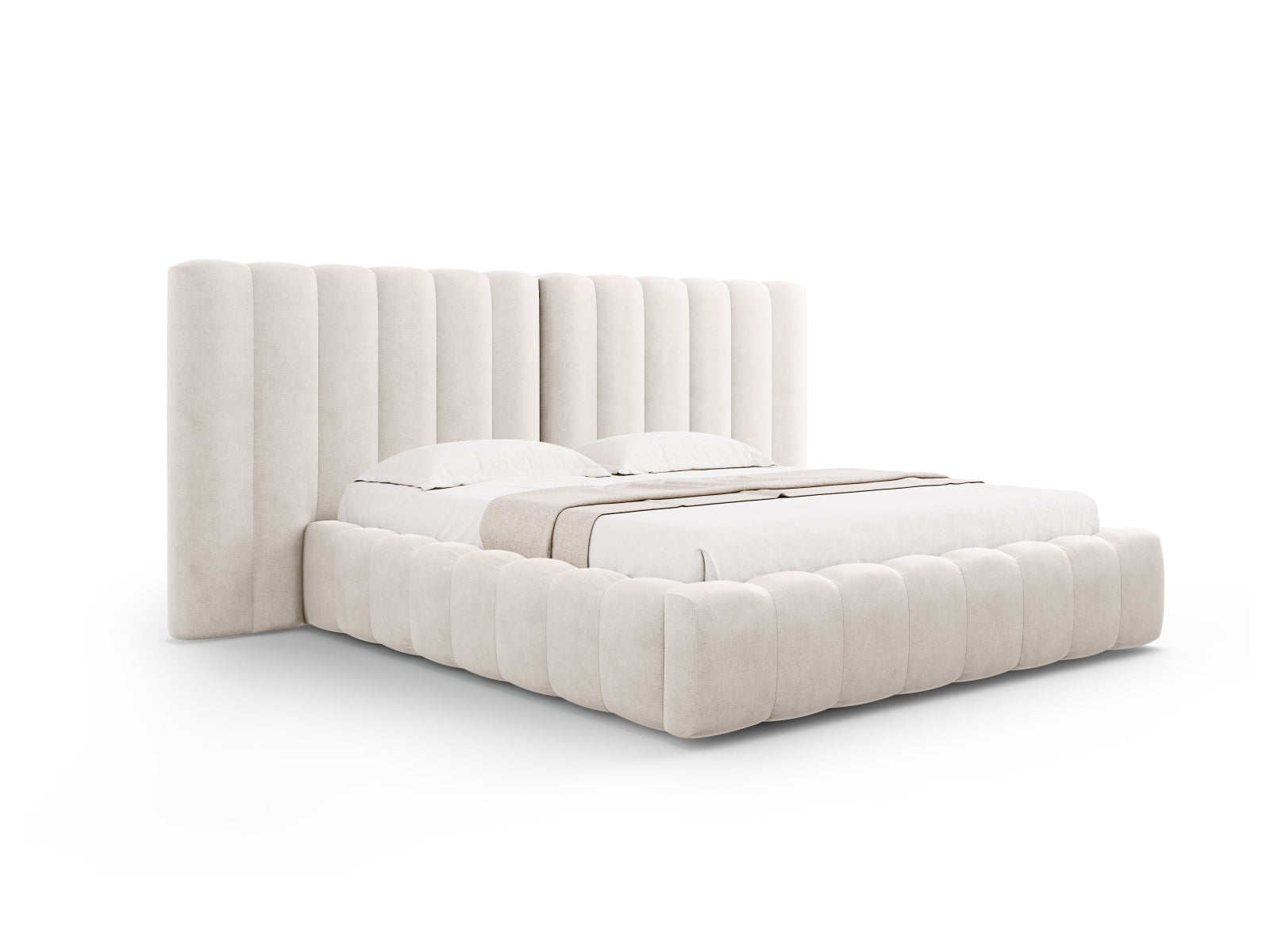 Kelp Storage Bed With Double Headboard — Grey Beige Melange