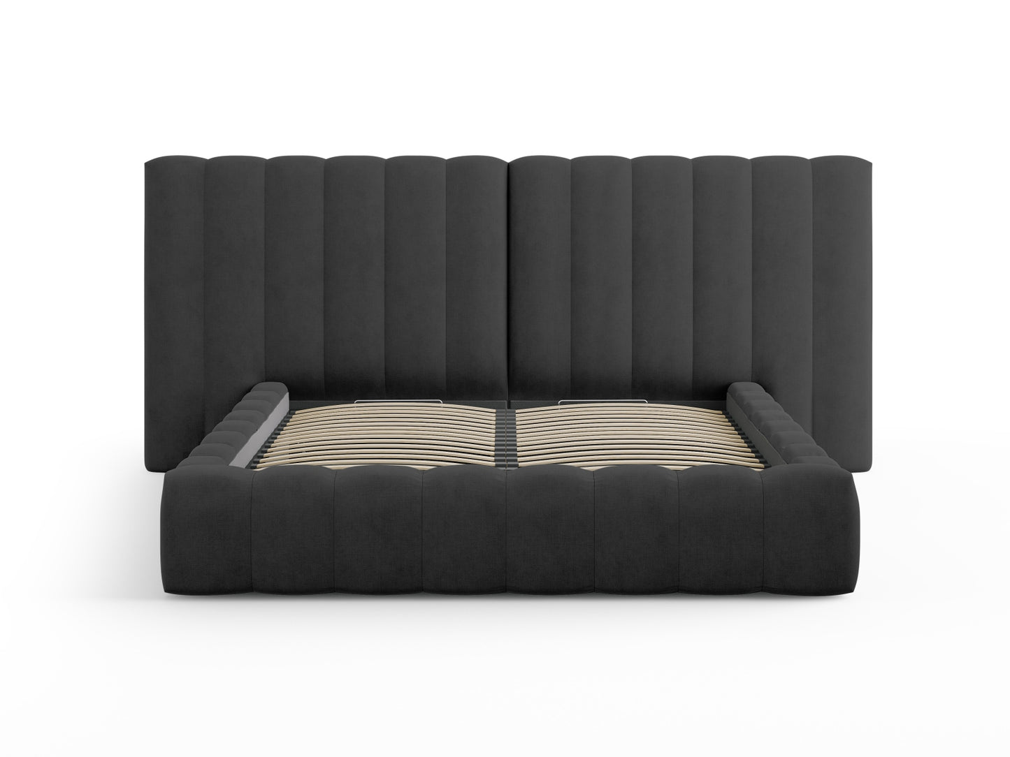Bett Strukturstoff Anthrazit Kelp — Wohnbeispiel